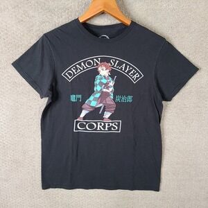 Demon Slayer Shirt Mens Medium Black Graphic Anime Aniplex Short Sleeve Cotton